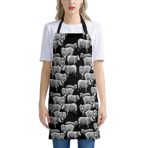 Black And White Sheep Pattern Print Apron