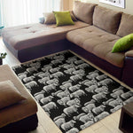 Black And White Sheep Pattern Print Area Rug