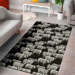 Black And White Sheep Pattern Print Area Rug