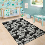 Black And White Sheep Pattern Print Area Rug