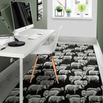 Black And White Sheep Pattern Print Area Rug