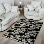 Black And White Sheep Pattern Print Area Rug