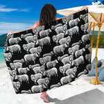 Black And White Sheep Pattern Print Beach Sarong Wrap