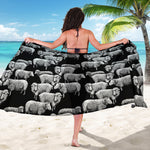 Black And White Sheep Pattern Print Beach Sarong Wrap