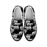 Black And White Sheep Pattern Print Black Slip On Shoes