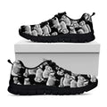 Black And White Sheep Pattern Print Black Running Shoes