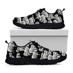 Black And White Sheep Pattern Print Black Sneakers
