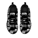 Black And White Sheep Pattern Print Black Sneakers
