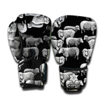 Black And White Sheep Pattern Print Boxing Gloves