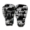 Black And White Sheep Pattern Print Boxing Gloves