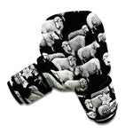 Black And White Sheep Pattern Print Boxing Gloves