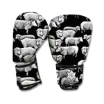 Black And White Sheep Pattern Print Boxing Gloves