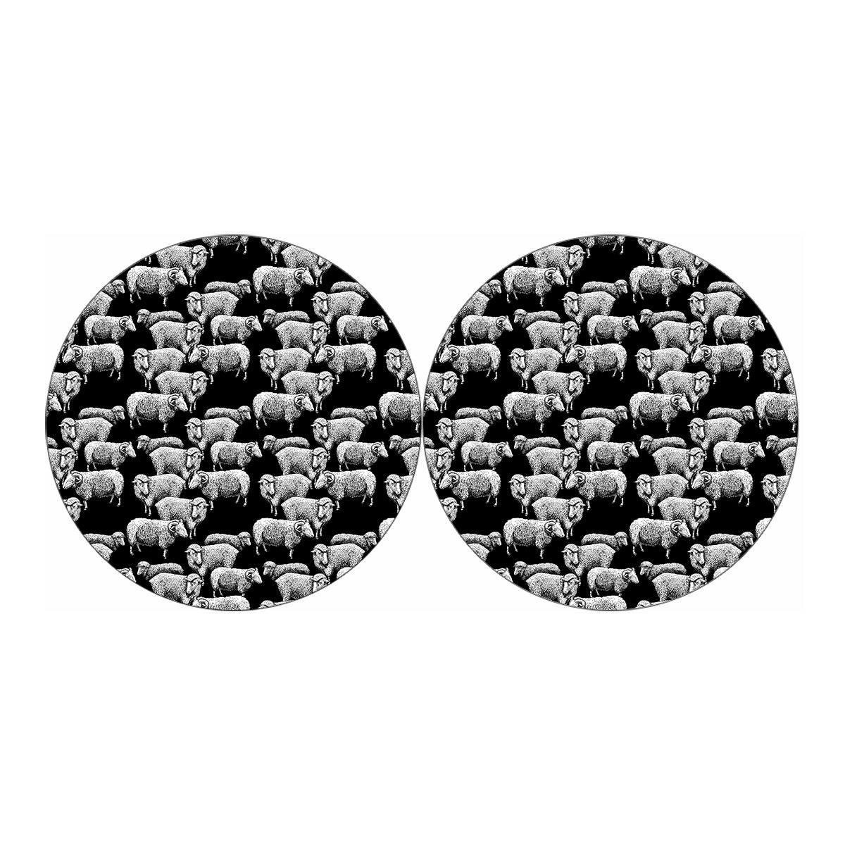Black And White Sheep Pattern Print Car Coasters
