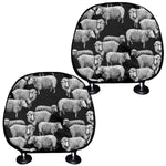 Black And White Sheep Pattern Print Car Headrest Covers