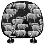 Black And White Sheep Pattern Print Car Headrest Covers