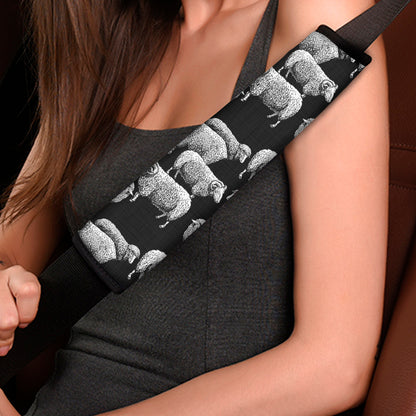 Black And White Sheep Pattern Print Car Seat Belt Covers