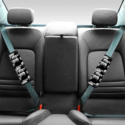 Black And White Sheep Pattern Print Car Seat Belt Covers
