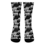 Black And White Sheep Pattern Print Crew Socks