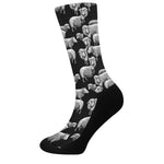 Black And White Sheep Pattern Print Crew Socks