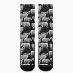 Black And White Sheep Pattern Print Crew Socks