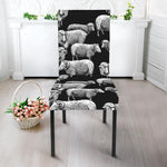 Black And White Sheep Pattern Print Dining Chair Slipcover