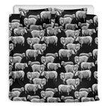 Black And White Sheep Pattern Print Duvet Cover Bedding Set