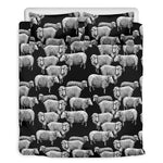 Black And White Sheep Pattern Print Duvet Cover Bedding Set