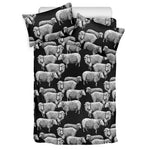 Black And White Sheep Pattern Print Duvet Cover Bedding Set