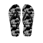 Black And White Sheep Pattern Print Flip Flops