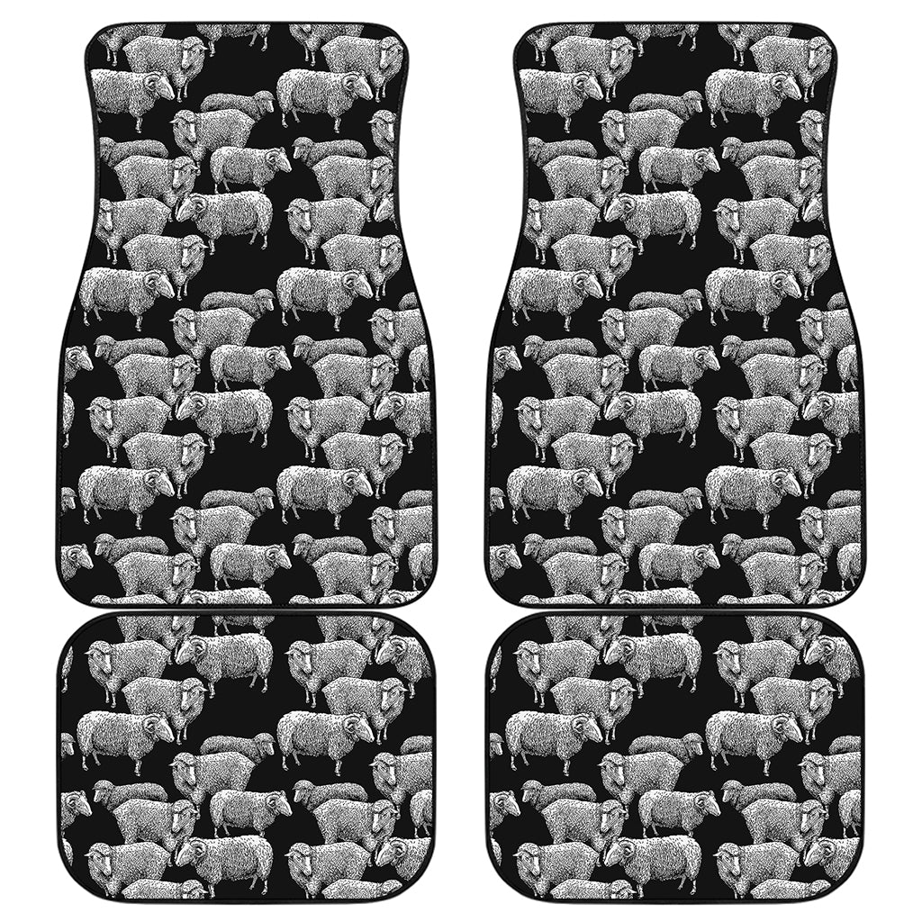 Black And White Sheep Pattern Print Front and Back Car Floor Mats
