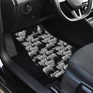 Black And White Sheep Pattern Print Front and Back Car Floor Mats