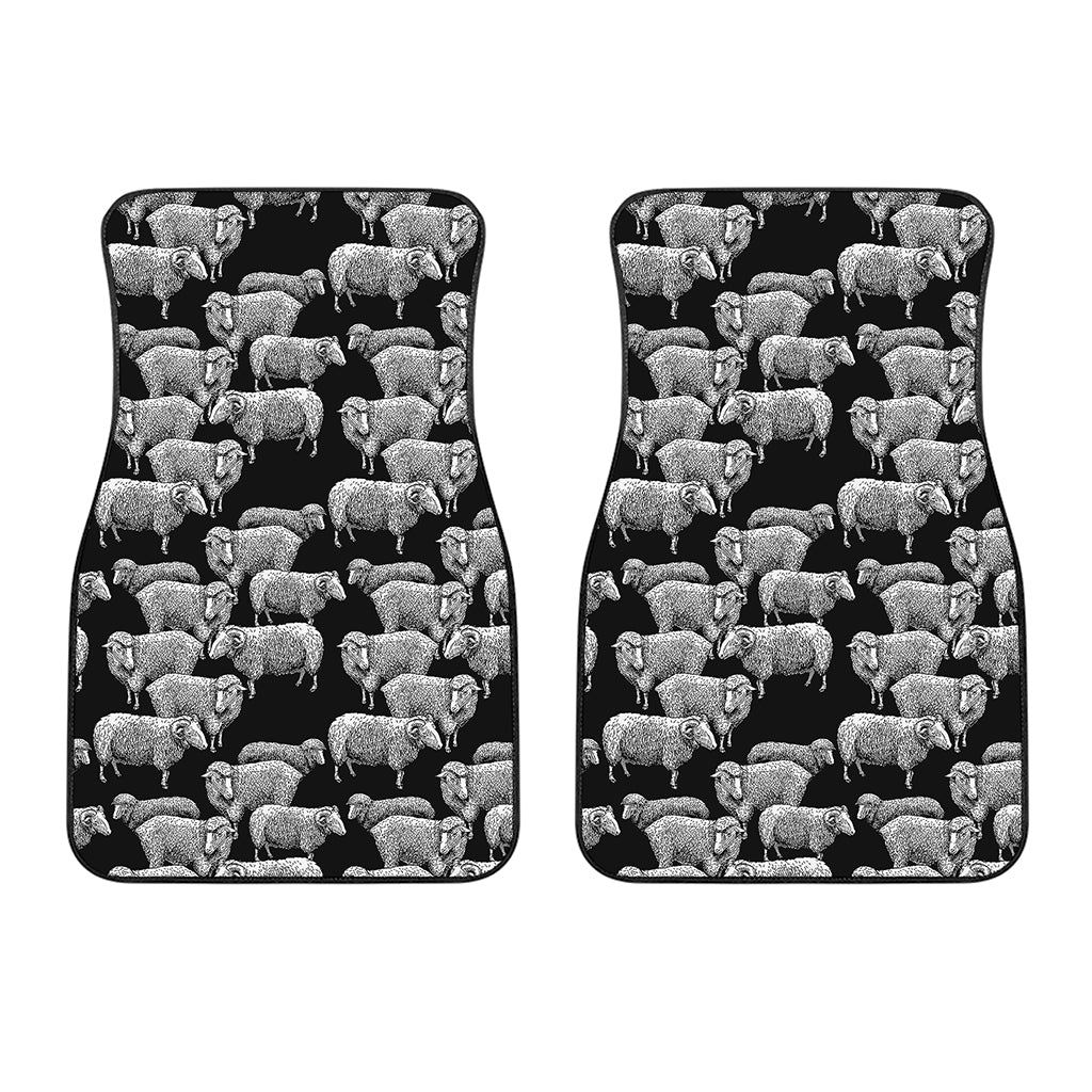 Black And White Sheep Pattern Print Front Car Floor Mats