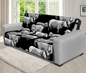 Black And White Sheep Pattern Print Futon Protector