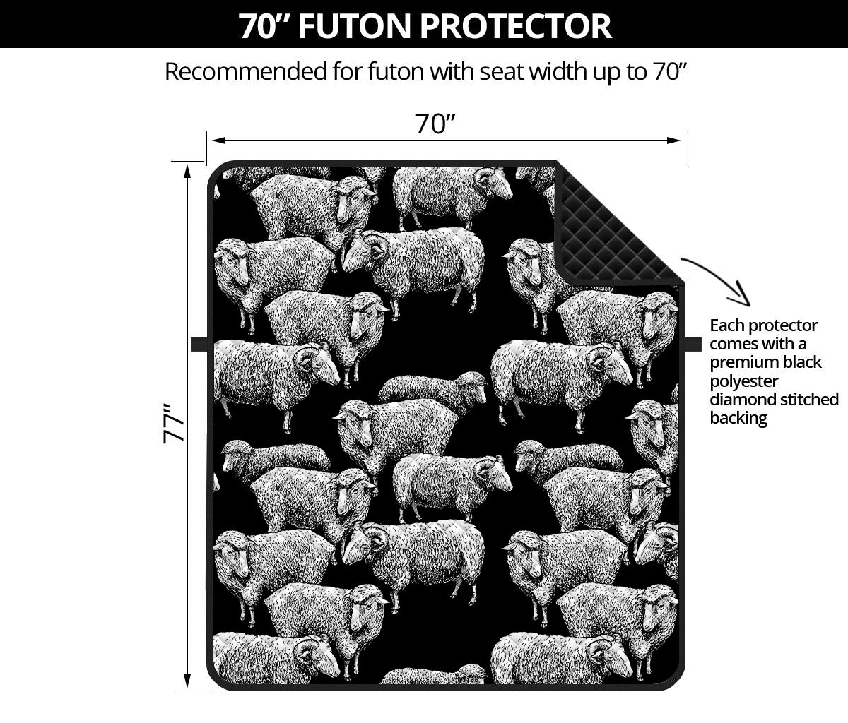 Black And White Sheep Pattern Print Futon Protector