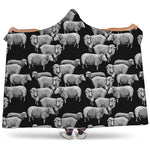 Black And White Sheep Pattern Print Hooded Blanket