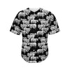 Black And White Sheep Pattern Print Men's Baseball Jersey