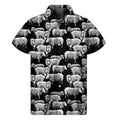 Black And White Sheep Pattern Print Men's Short Sleeve Shirt