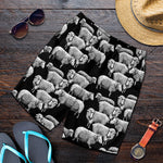 Black And White Sheep Pattern Print Men's Shorts