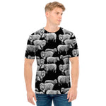 Black And White Sheep Pattern Print Men's T-Shirt