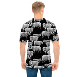Black And White Sheep Pattern Print Men's T-Shirt
