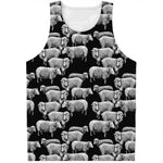 Black And White Sheep Pattern Print Men's Tank Top