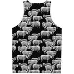 Black And White Sheep Pattern Print Men's Tank Top