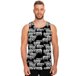Black And White Sheep Pattern Print Men's Tank Top