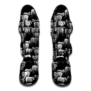 Black And White Sheep Pattern Print Muay Thai Shin Guard