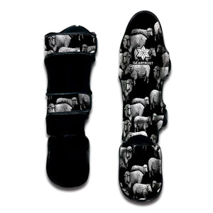 Black And White Sheep Pattern Print Muay Thai Shin Guard