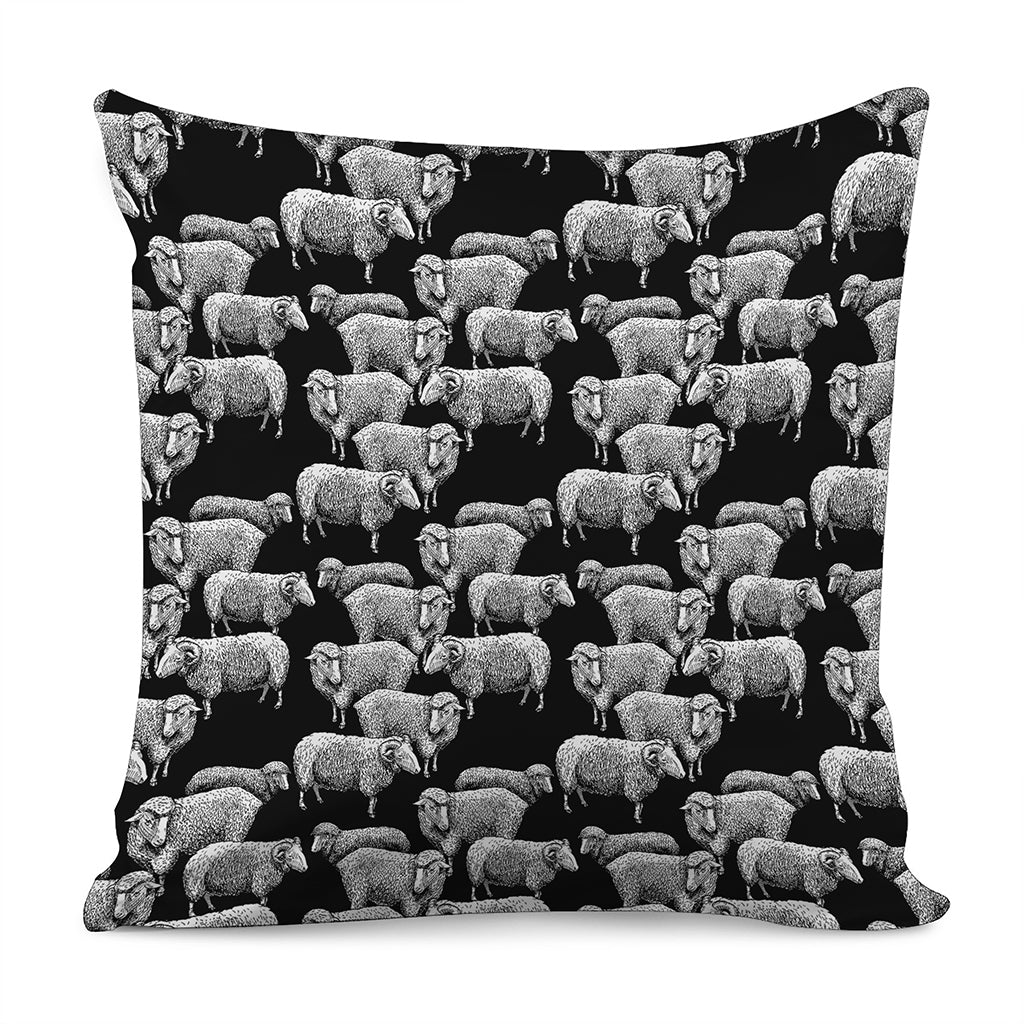 Black And White Sheep Pattern Print Pillow Cover