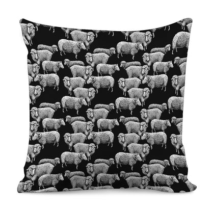 Black And White Sheep Pattern Print Pillow Cover