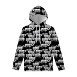 Black And White Sheep Pattern Print Pullover Hoodie