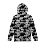Black And White Sheep Pattern Print Pullover Hoodie