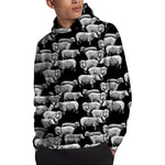Black And White Sheep Pattern Print Pullover Hoodie